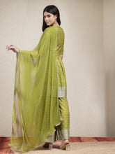 Women's Ethnic Motif Printed Naira Cut Rayon Kurta Palazzo Dupatta Set-KPDGREENSANJH